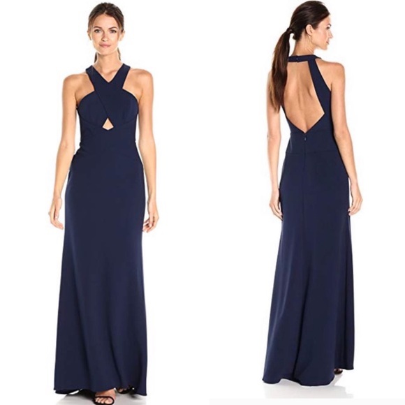 BCBGMaxAzria Dresses & Skirts - NWT BCBGMAXAZRIA Navy Salome Cutout Halter Gown 12
